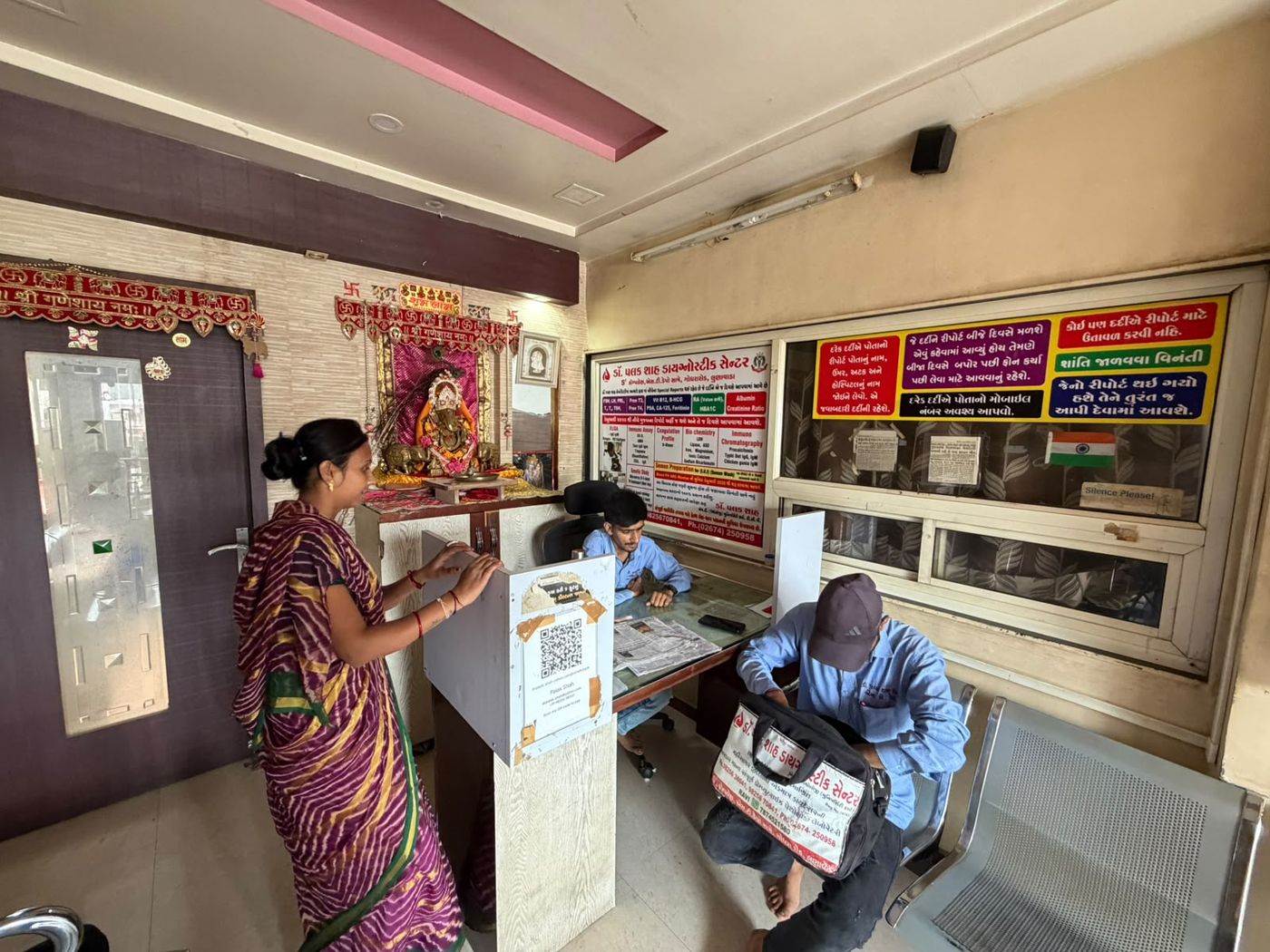 Booking a test at Dr. Palak Shah Diagnostic Centre reception